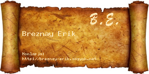 Breznay Erik névjegykártya